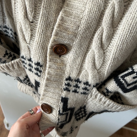 Pendleton x Free People Cream and Black Wool Cardigan - Picture 6 of 6